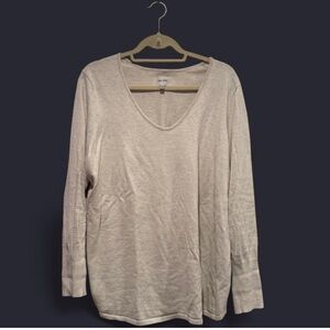 NIC+ZOE Off White / Tan Long Sleeve sweater Top